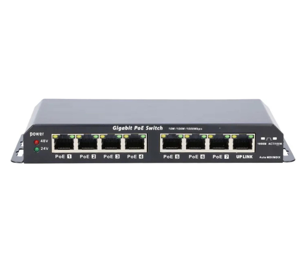 ExtraLink KRATOS PoE 7x Gigabit PoE, 1x Uplink RJ45, Zasilacz 24V 2.5A - 1542594 - zdjęcie